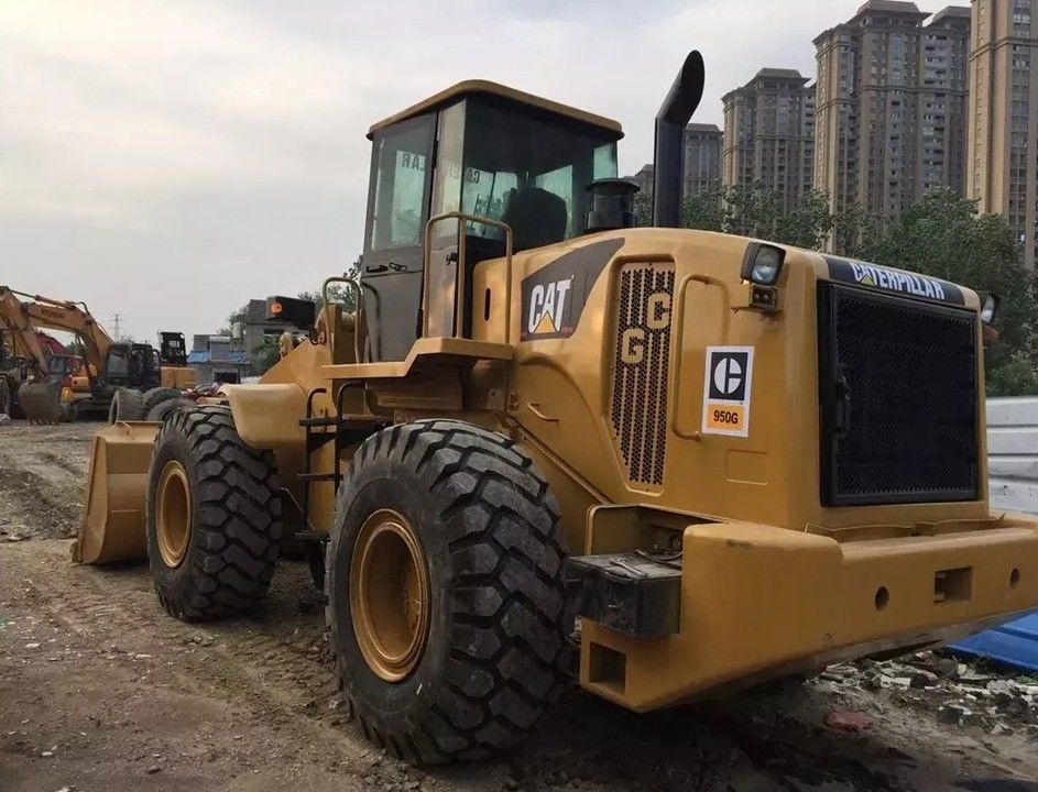 Mengunggah Log 5 Ton bekas Jepang Caterpillar 950G Loader Digunakan Cat 950 Manual Wheel Loader